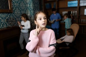 child playing in escape room